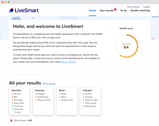 LiveSmart dashboard